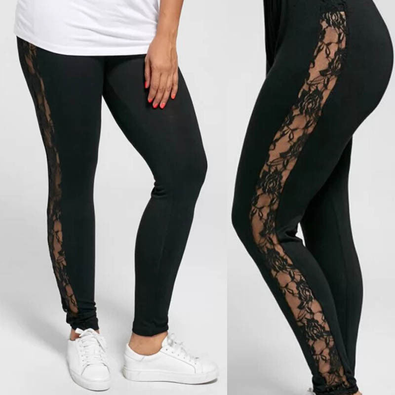Plus Size Lace Panel Leggings – Elegant, Sexy & Comfortable