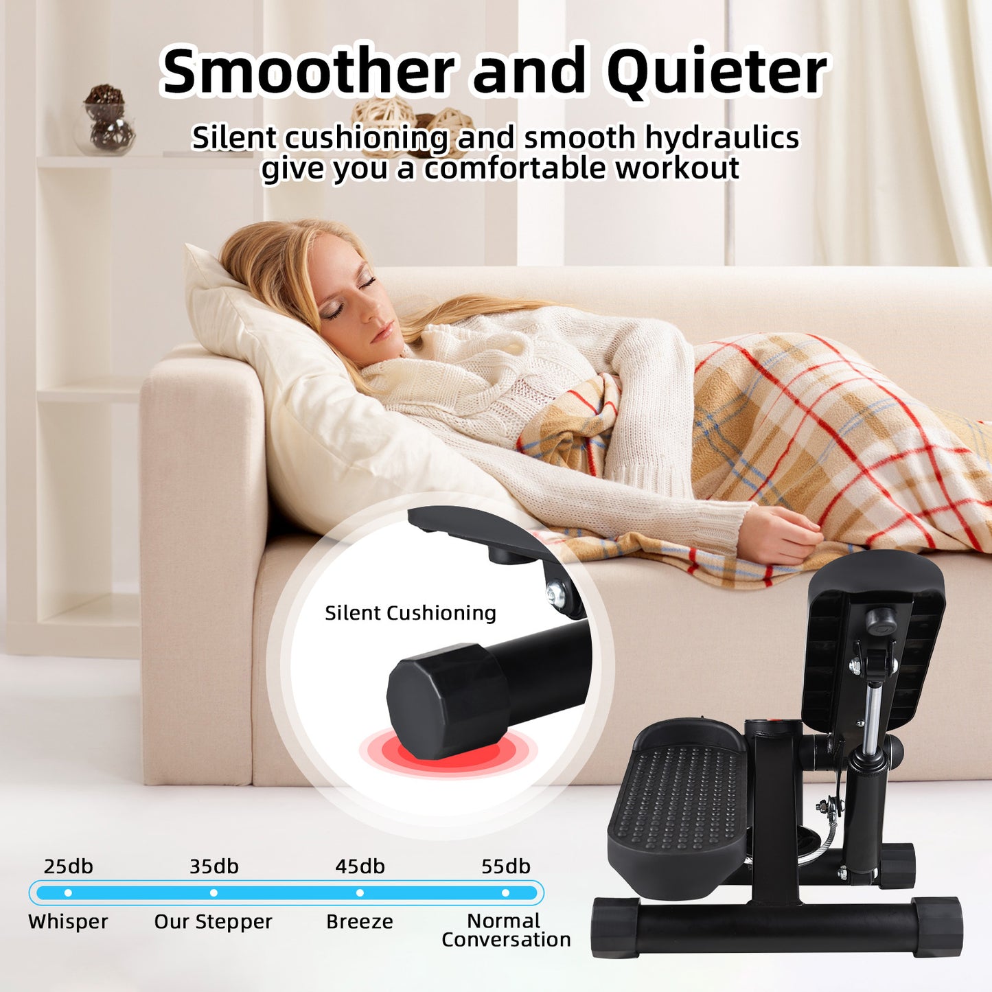 Mini Stepper with Resistance Bands & LCD Monitor – Full-Body Workout for Home & Office