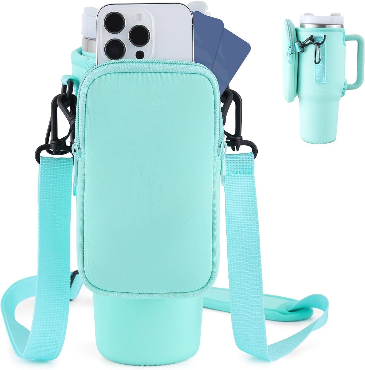 Water Bottle Carrier Bag – Adjustable Strap, Fits 40oz Tumblers, Ideal for Hiking & Travel
