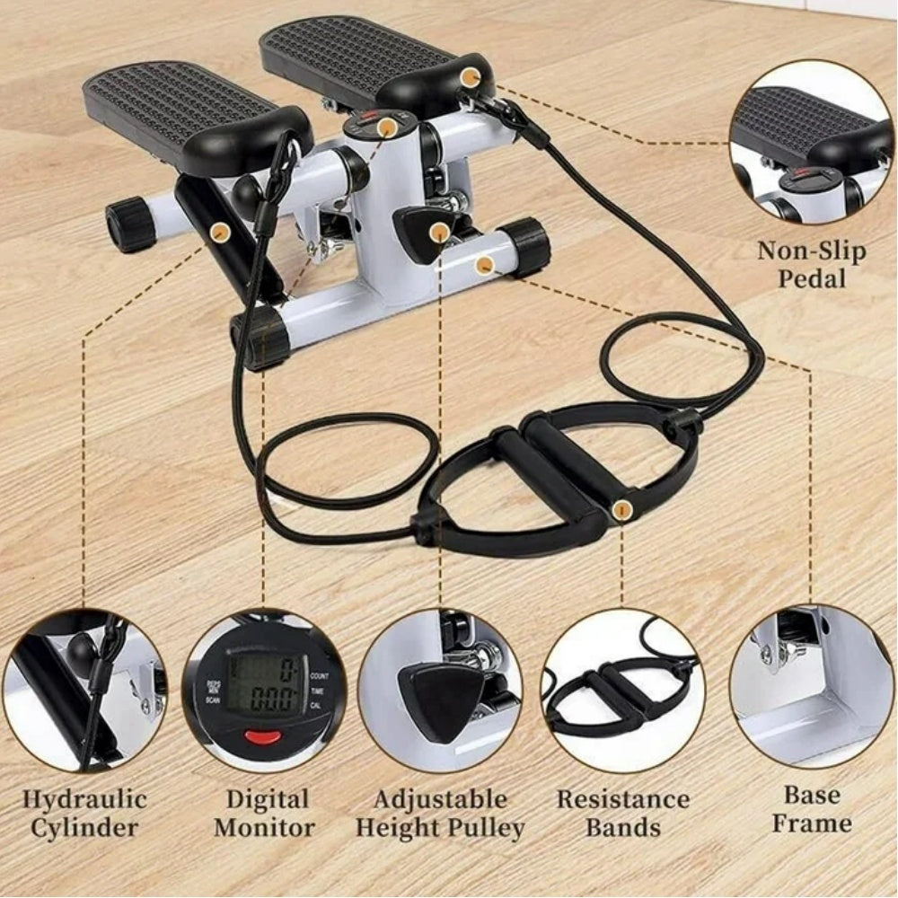 Multifunctional Mini Stepper – Home Fitness Equipment with Resistance Bands & LCD Monitor