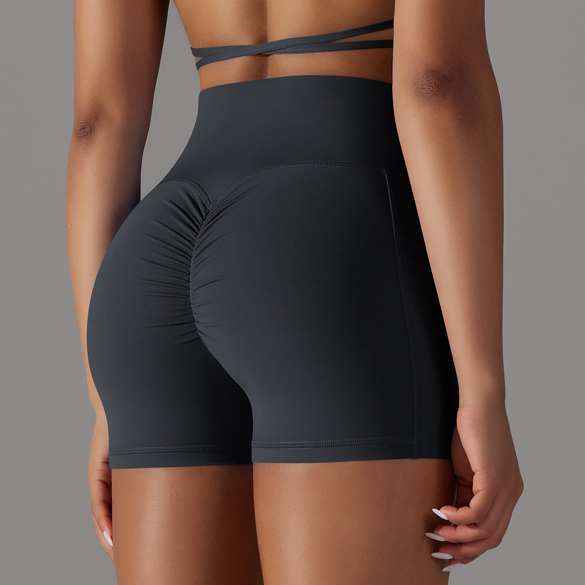 High-Waist Scrunch Yoga Shorts with Phone Pocket – Ultimate Comfort & Style for Women