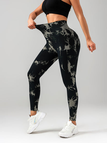 Seamless Ruched Booty-Lifting Tie-Dye Leggings – High-Rise, Flexible & Squat-Resistant