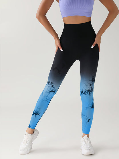 Tie-Dye Gradient Ruched Booty-Lifting Leggings – High-Rise, Seamless & Squat-Resistant