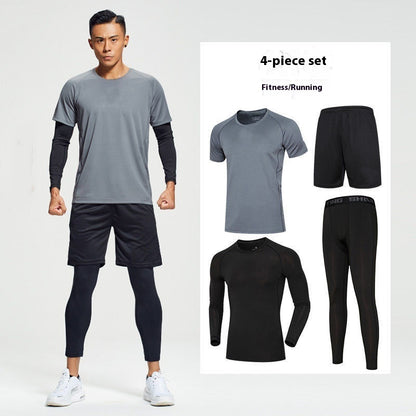 Men’s 4-Piece Sports Suit – Quick-Dry Gym & Running Workout Set