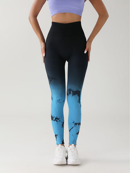 Tie-Dye Ruched Glute-Enhancing Leggings – High-Rise, Seamless & Squat-Resistant 3-Pack