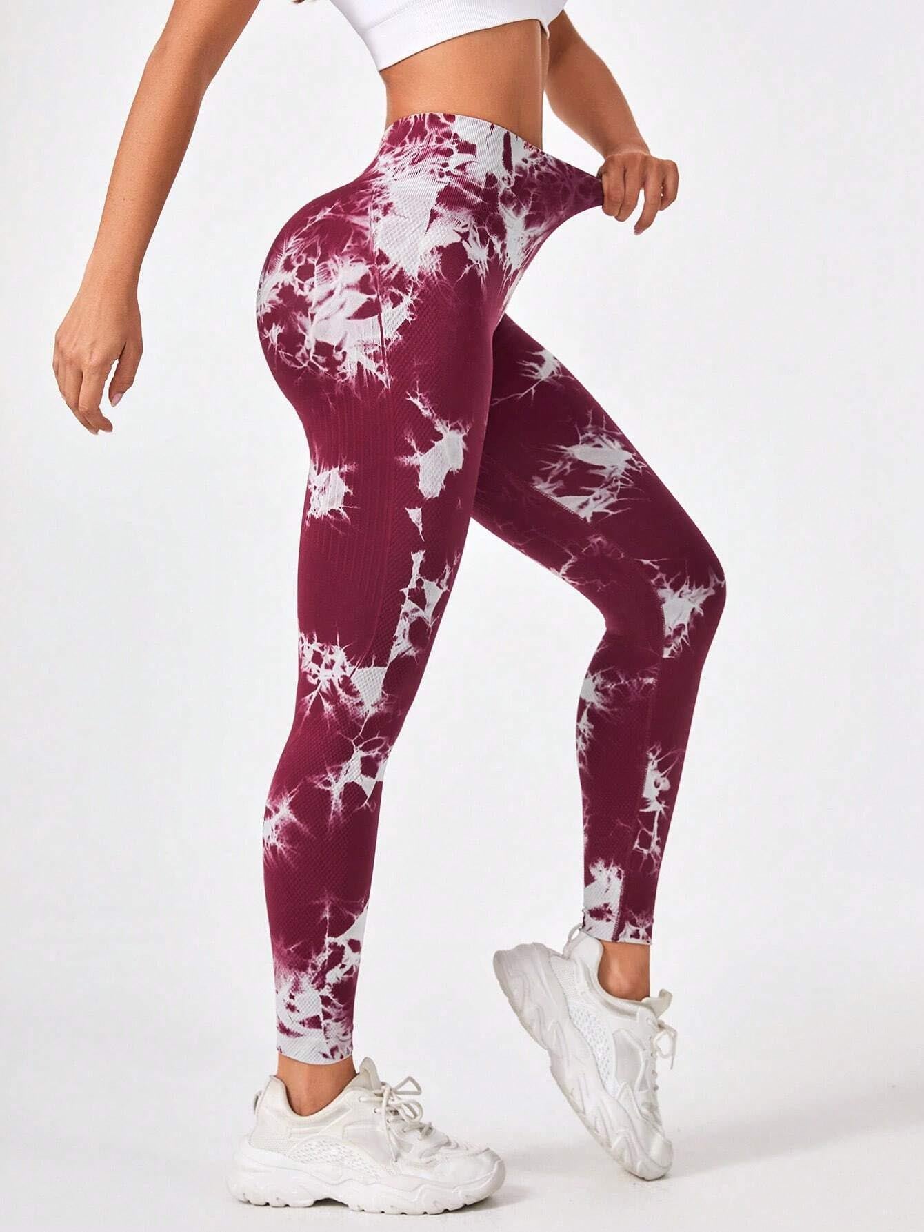 Seamless Ruched Booty-Lifting Tie-Dye Leggings – High-Rise, Flexible & Squat-Resistant