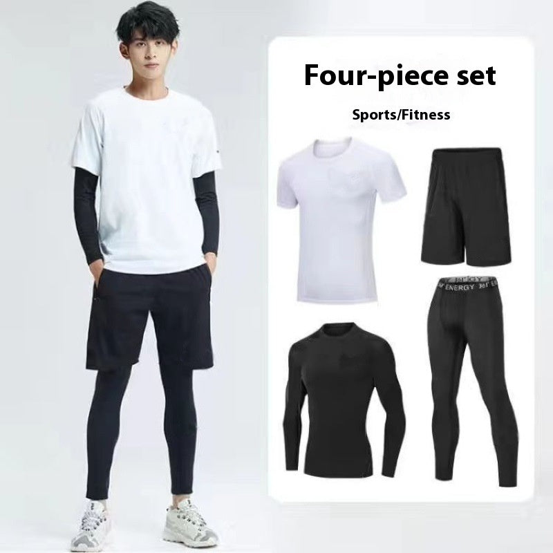 Men’s 4-Piece Sports Suit – Quick-Dry Gym & Running Workout Set