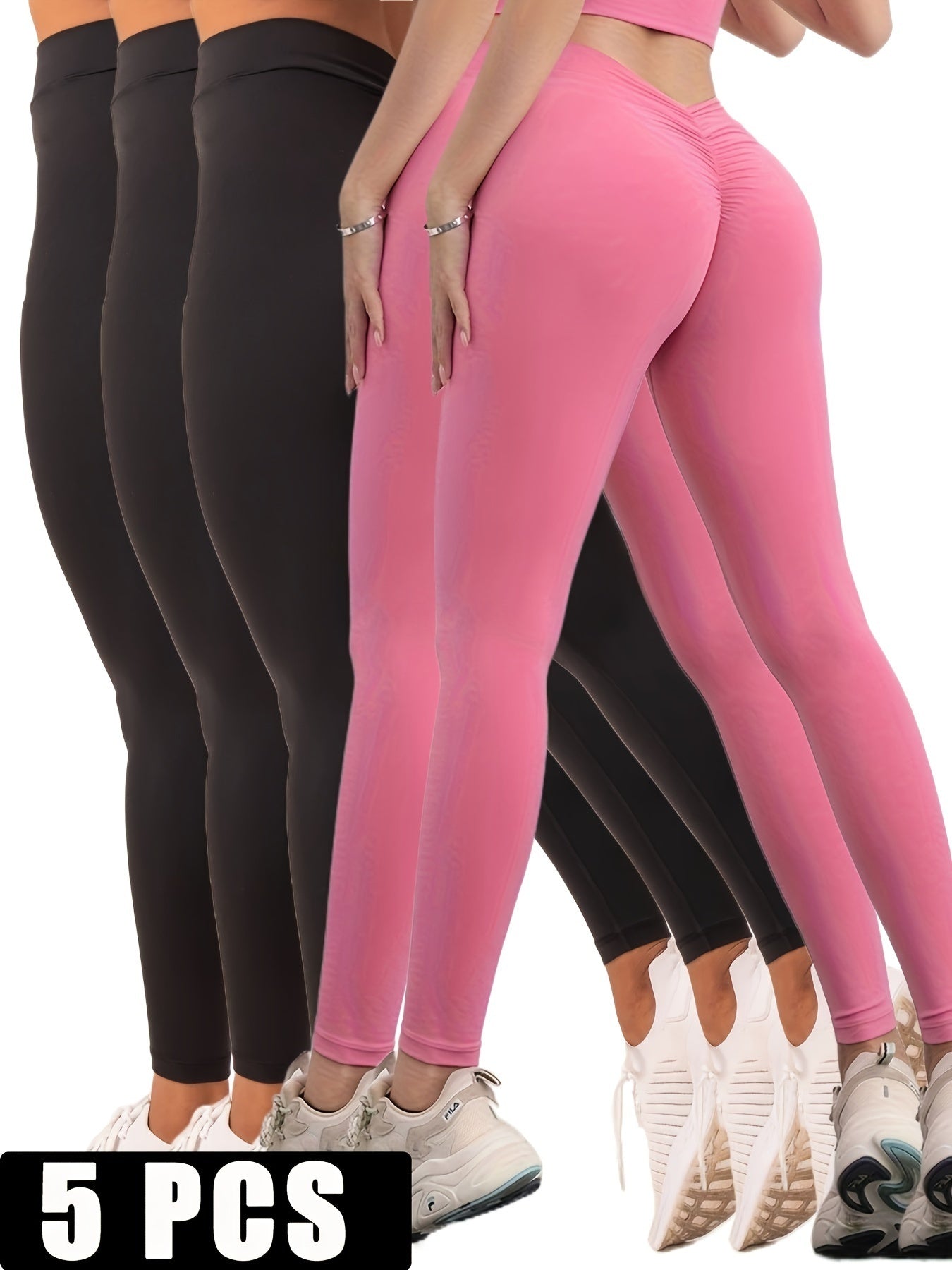 Seamless Booty-Lifting Leggings – High-Rise, Contouring & Ultra-Flexible 5-Pack