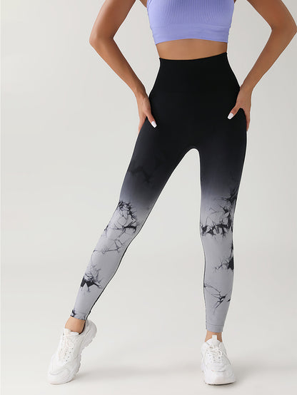 Tie-Dye Ruched Glute-Enhancing Leggings – High-Rise, Seamless & Squat-Resistant 3-Pack