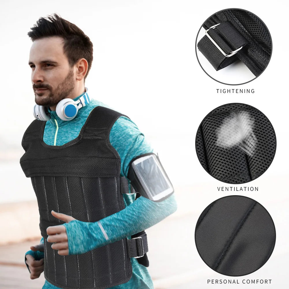 Adjustable Weighted Vest – 3kg to 50kg Load Capacity for Running, Training & Fitness