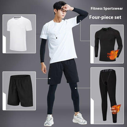 Men’s 4-Piece Sports Suit – Quick-Dry Gym & Running Workout Set