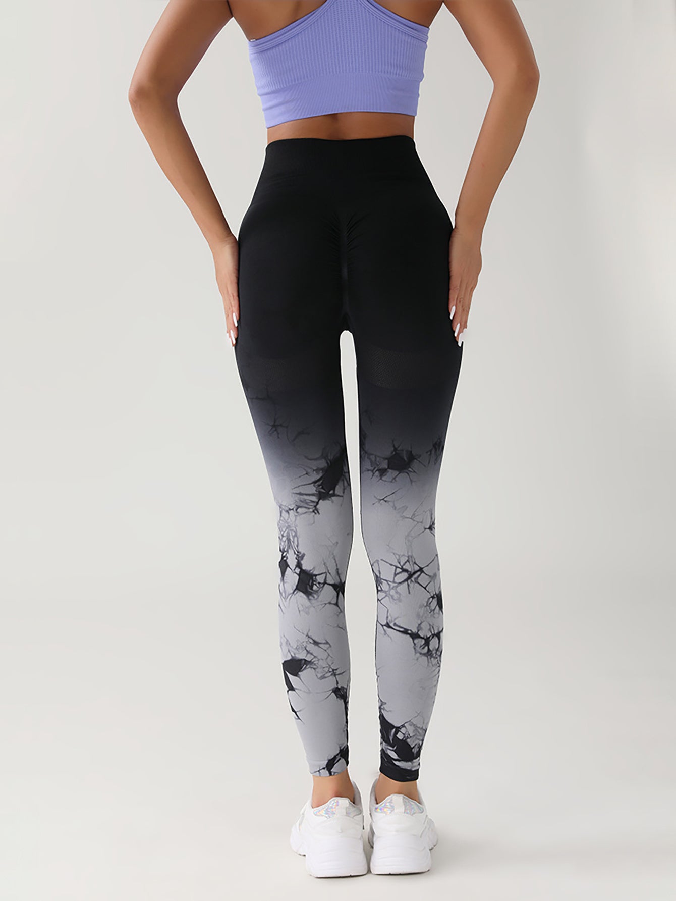 Tie-Dye Ruched Glute-Enhancing Leggings – High-Rise, Seamless & Squat-Resistant 3-Pack