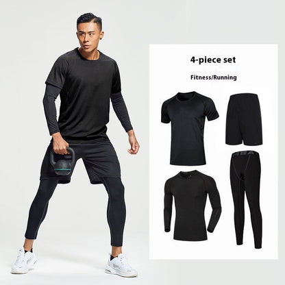 Men’s 4-Piece Sports Suit – Quick-Dry Gym & Running Workout Set