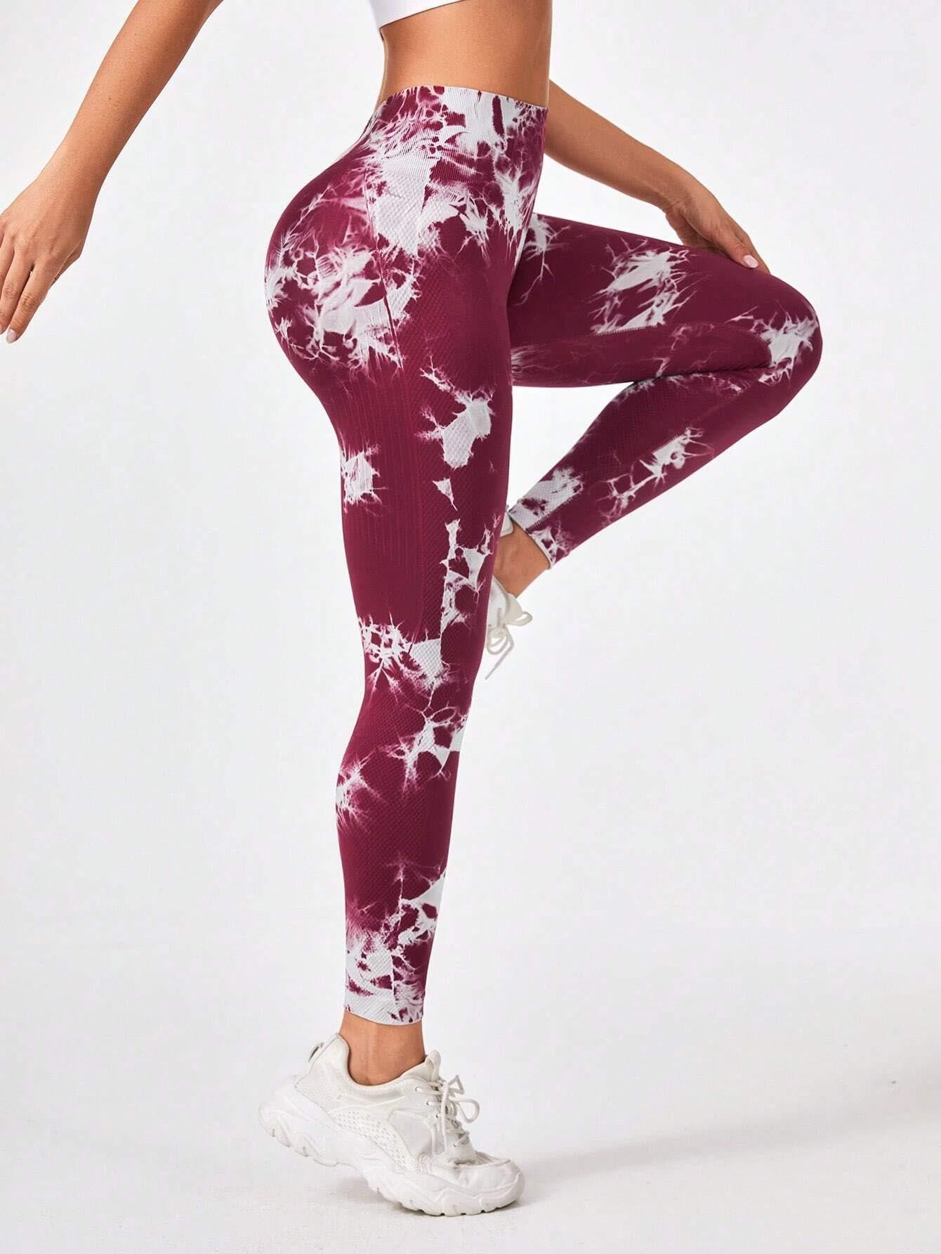 Seamless Ruched Booty-Lifting Tie-Dye Leggings – High-Rise, Flexible & Squat-Resistant